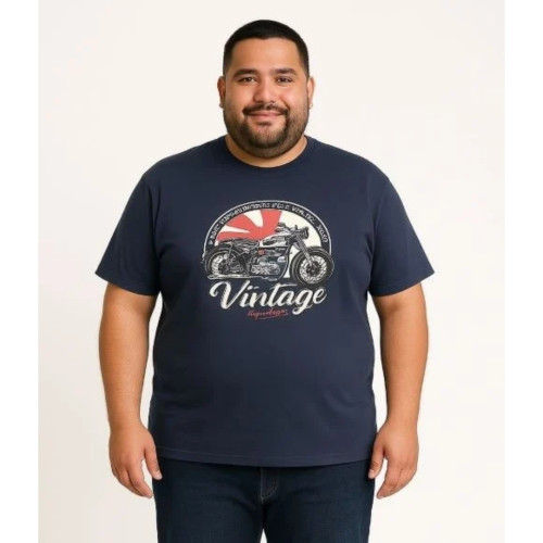 435 - Vintage Motorbike Tee Blue