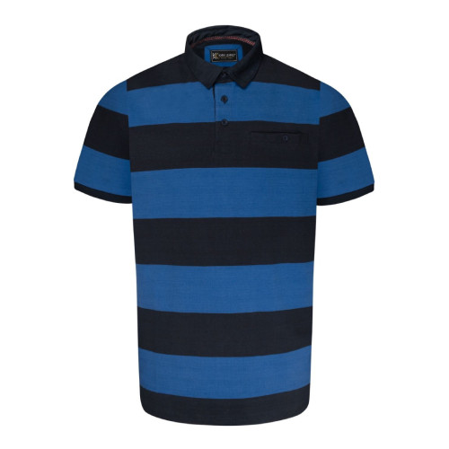 5523 Striped Rugby Polo NAVY/BLUE