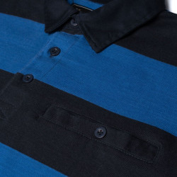 5523 Striped Rugby Polo NAVY/BLUE