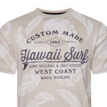 5773 Hawaii Surf Leaf Print Tee STONE