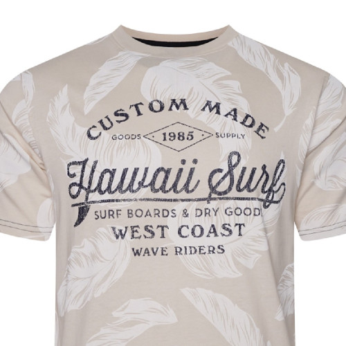 5773 Hawaii Surf Leaf Print Tee STONE