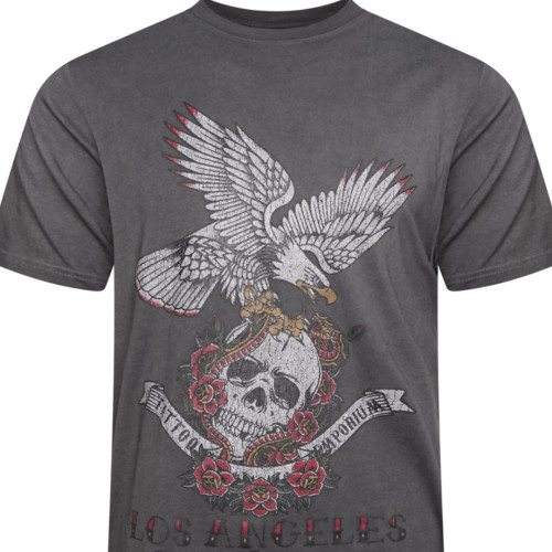 5775 Skull And Eagle Tee WASHED BLACK