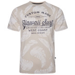 5773 Hawaii Surf Leaf Print Tee STONE