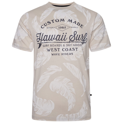 5773 Hawaii Surf Leaf Print Tee STONE