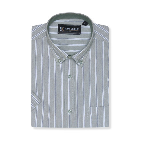 6386 Striped Button Down Shirt SAGE