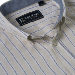 6386 Striped Button Down Shirt STONE