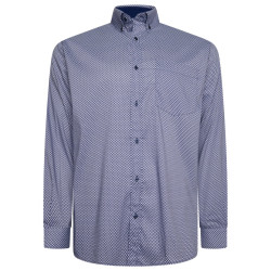 P049 Premium L/S Diamond Geo Print Shirt INDIGO