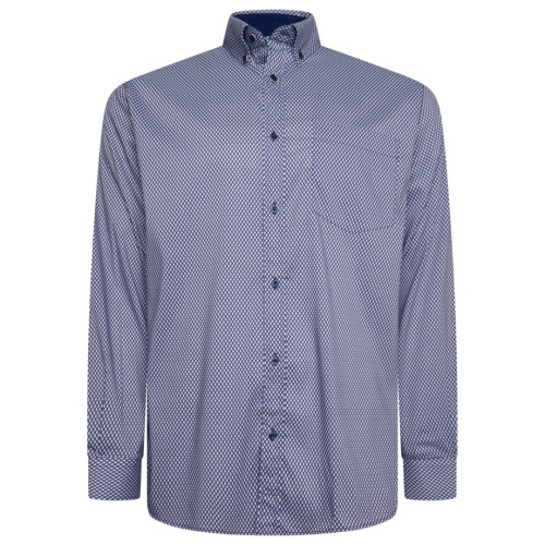 P049 Premium L/S Diamond Geo Print Shirt INDIGO