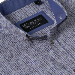 P056 Premium Geo Print Shirt BLUE