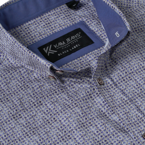 P056 Premium Geo Print Shirt BLUE