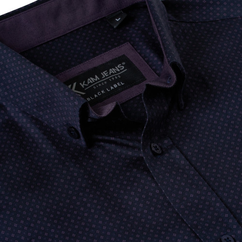 P057 Premium Geo Print Shirt NAVY