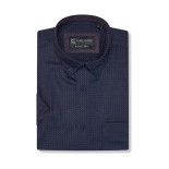 P057 Premium Geo Print Shirt NAVY