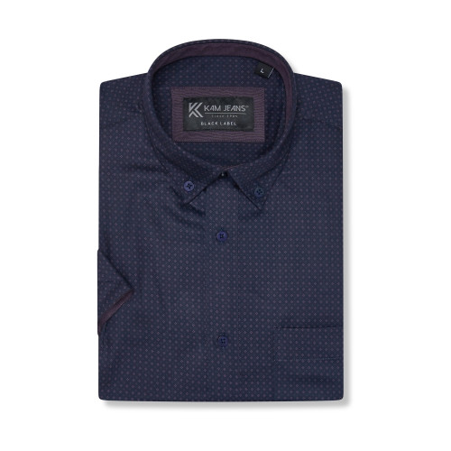 P057 Premium Geo Print Shirt NAVY