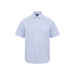 51108 NORTH Striped Linen/Cotton Shirt Light Blue
