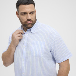 51108 NORTH Striped Linen/Cotton Shirt Light Blue