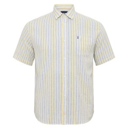 51109 NORTH Striped Linen/Cotton Shirt Yellow - Blue