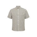 51308 NORTH Striped Linen/Cotton Shirt Green