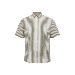 51308 NORTH Striped Linen/Cotton Shirt Green