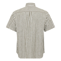 51308 NORTH Striped Linen/Cotton Shirt Green