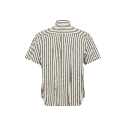 51308 NORTH Striped Linen/Cotton Shirt Green