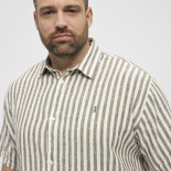 51308 NORTH Striped Linen/Cotton Shirt Green