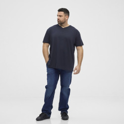 V Neck Cotton T-shirt Navy Blue