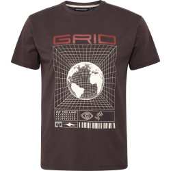 53333 North Grid Printed T.Shirt Brown