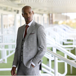 MARON - Skopes Blazer Fine Check Stone/Blue