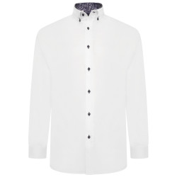 P023 - Detailed Stretchable Shirt Reg Collar WHITE