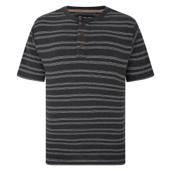 KBS5745 Embossed Waffle Stripe Grandad Top CHARCOAL