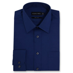 3300 - Double Two easy care Plain Office Shirt Navy Blue