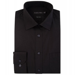 3300 - Double Two easy care Plain Office Shirt Black