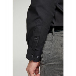 3300 - Double Two easy care Plain Office Shirt Black