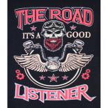 Road Listener print Tee Navy