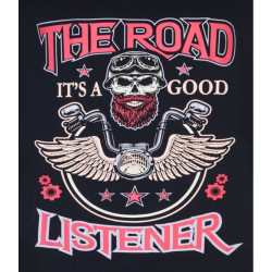 Road Listener print Tee Navy