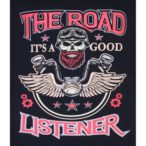 Road Listener print Tee Navy