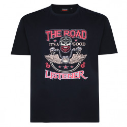 Road Listener print Tee Navy